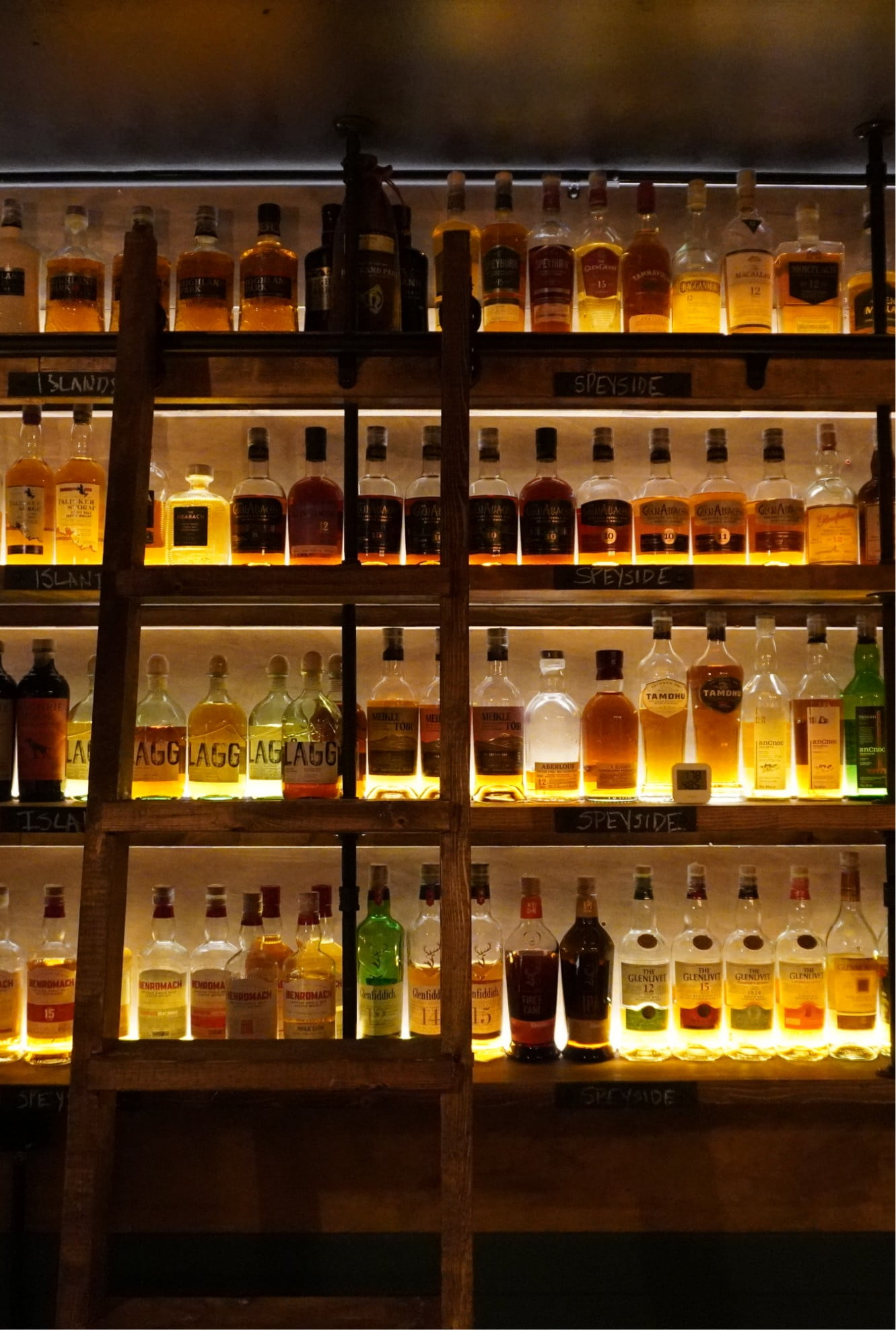 A picture of the repo room, looking at the Scotch whisky collection