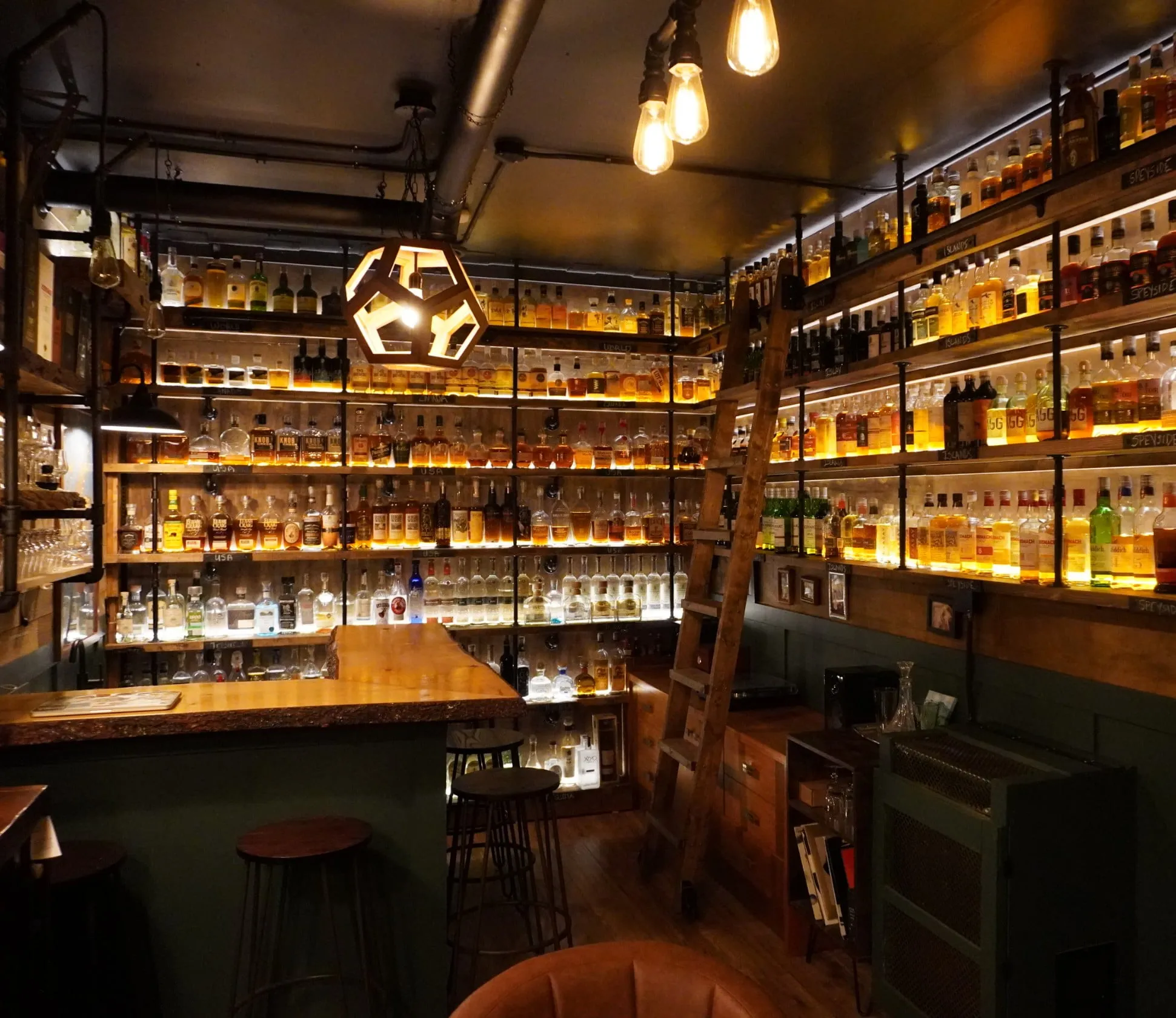 A picture of the repo room, looking at the whole whisky collection